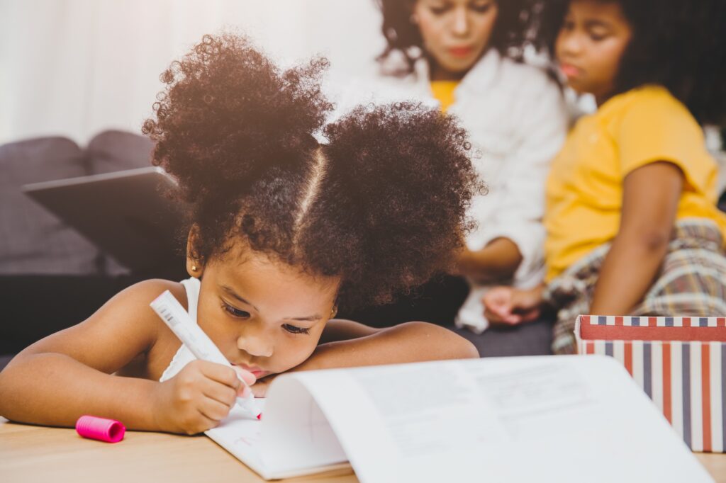 Smart children education learning at home with family
